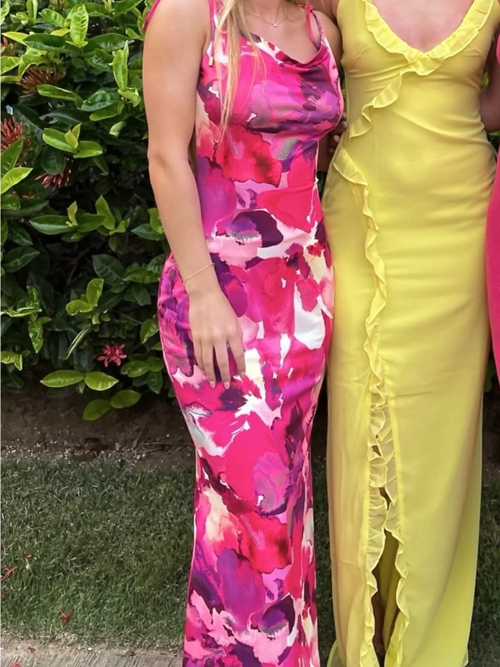 Beginning Boutique Fuchsia Pink Floral Midi Slip Dress